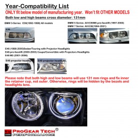 CCFL Angel Eyes Halo Rings E36 E38 E39 E46 with Projector Headlights